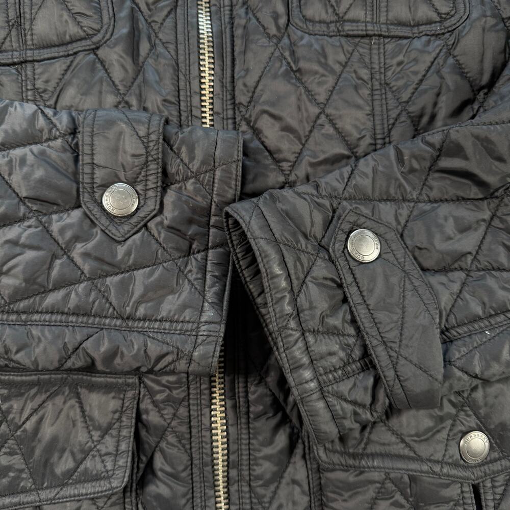 Burberry Brit Quilted Jacket Women XL Black Nova Check Lined Lightweight Coat - Picture 9 of 16